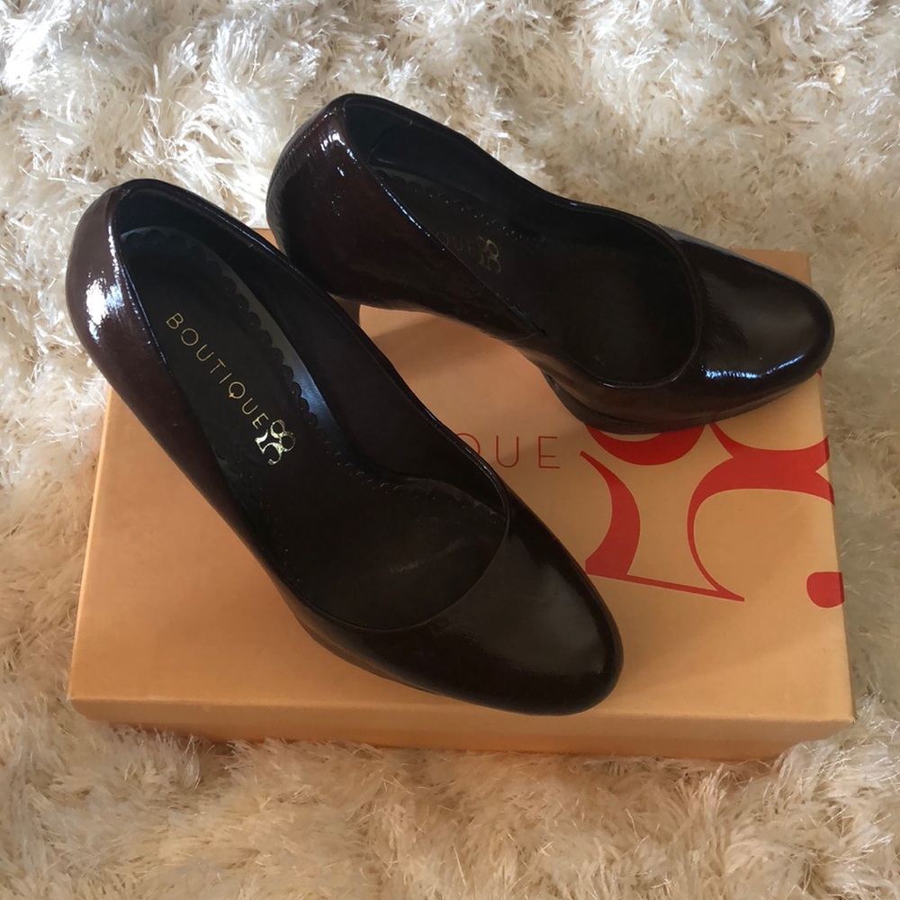 Boutique 58 dark brown patent leather heels